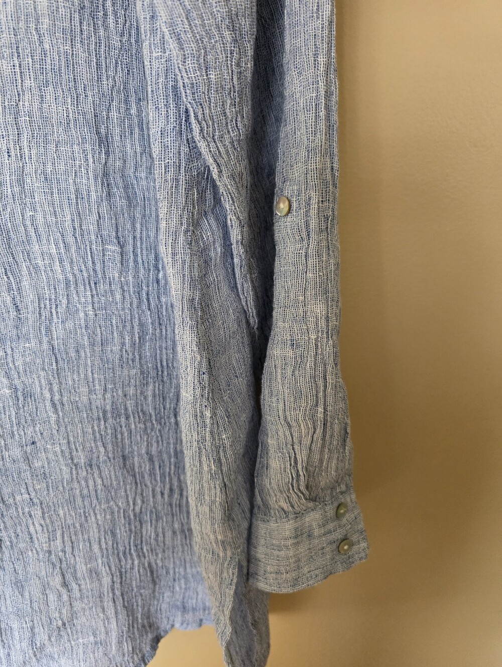 Tahari Linen Crinkle Textured Tunic Top XL Lagenlook Coastal Grandmother Resort - Picture 4 of 10